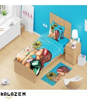 روتختی دخترانه یک نفره انیمیشنی آبی