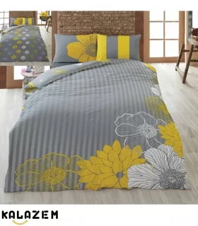 روتختی یک نفره طوسی و زرد گلدار