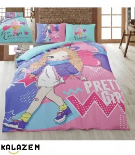 سرویس روتختی یک نفره 4تکه دخترانه ترکاز TURKAZ کد 1079
