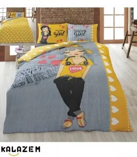 روتختی یک نفره طوسی و زرد دخترانه