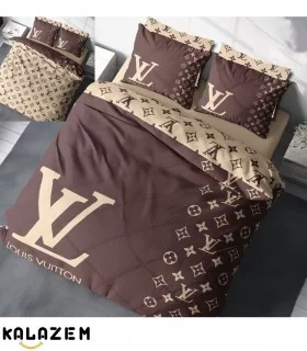 روتختی دونفره دورو طرح دار LV قهوه ای