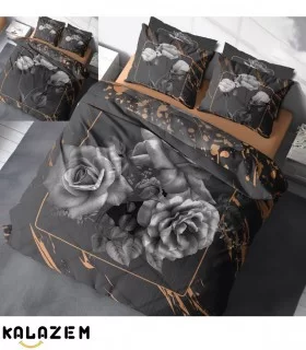 روتختی دونفره مشکی دورو طرحدار گل رز اسپرت