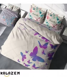 روتختی دونفره دورو طرحدار پروانه سفید