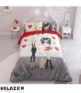 روتختی یک نفره کودک دخترانه سفید طوسی