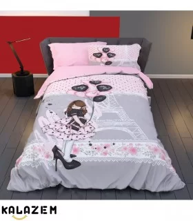 روتختی صورتی و طوسی یک نفره دخترانه