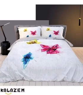 روتختی یک و دونفره سفید طرح پروانه شش تیکه