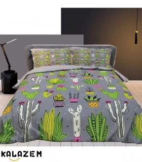 روتختی یک و دونفره طوسی طرح کاکتوس ترک