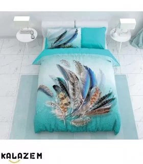 روتختی یک نفره سبز آبی طرح پر