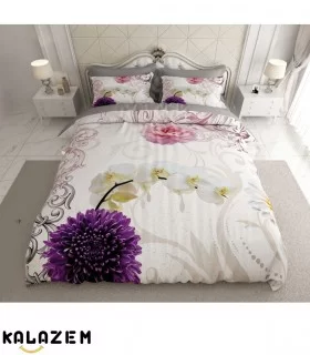 روتختی دونفره گلدار سفید و بنفش