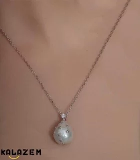 گردنبند نقره زنانه مروارید دار برند زاب Zaab کد 111