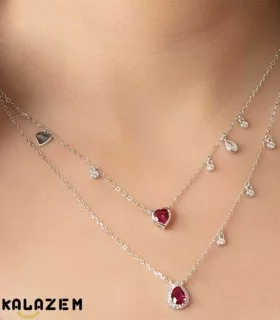 گردنبند نقره دوردیف نگین دار زنانه و دخترانه