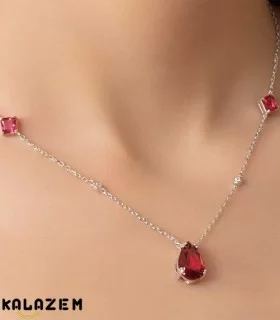 گردنبند نقره نگین دار برند زاب Zaab کد 115