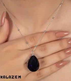گردنبند نقره نگین مشکی اتمی دخترانه و زنانه