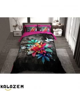 روتختی مشکی گل رنگی یک و دونفره