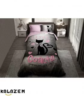 روتختی زغالی صورتی طرح گربه دخترانه