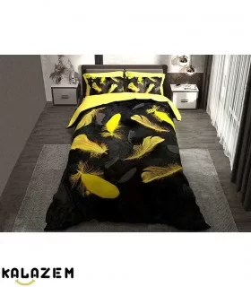 روتختی یک و دونفره طرح پر زرد و مشکی