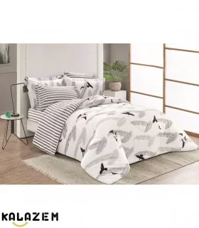 روتختی دونفره طرح پر سفید و مشکی