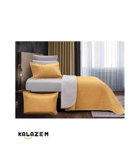 روتختی ساده دونفره 6 تکه خردلی _ طوسی برند لاویتا مدل ریتا