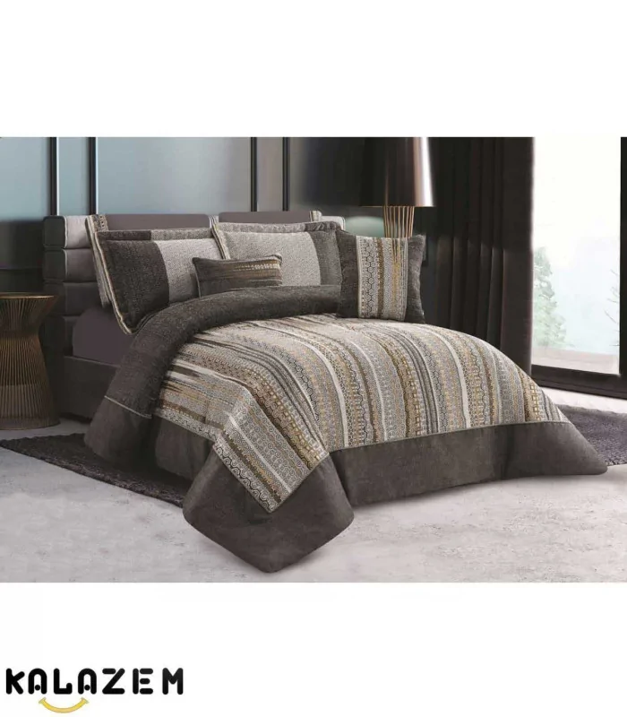 روتختی لاکچری دونفره رنگ زغالی 8تکه لاویتا Lavita مدل آنجلینا ANGELINA-001