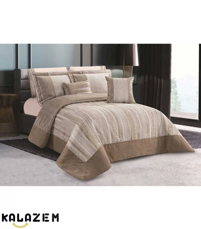 روتختی لاکچری دونفره رنگ قهوه ای 8تکه لاویتا Lavita مدل آنجلینا ANGELINA-006