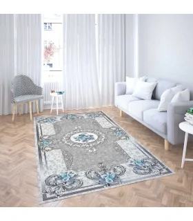 روفرشی کشدار مخمل طرح مدرن گل آبی برند آیلا AYLA کد 128