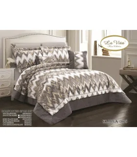 روتختی لاکچری دونفره 8تکه طوسی روشن لاویتا Lavita مدل المیناELMINA-005