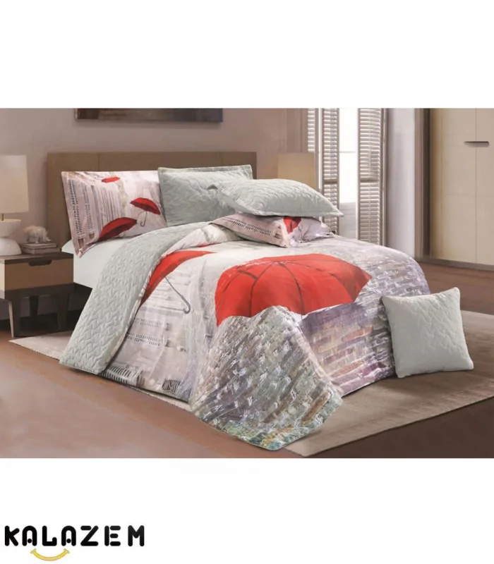 روتختی طرح دار دونفره 8تکه دورو رنگ فیلی لاویتا Lavita مدل میگلMIGEL-002