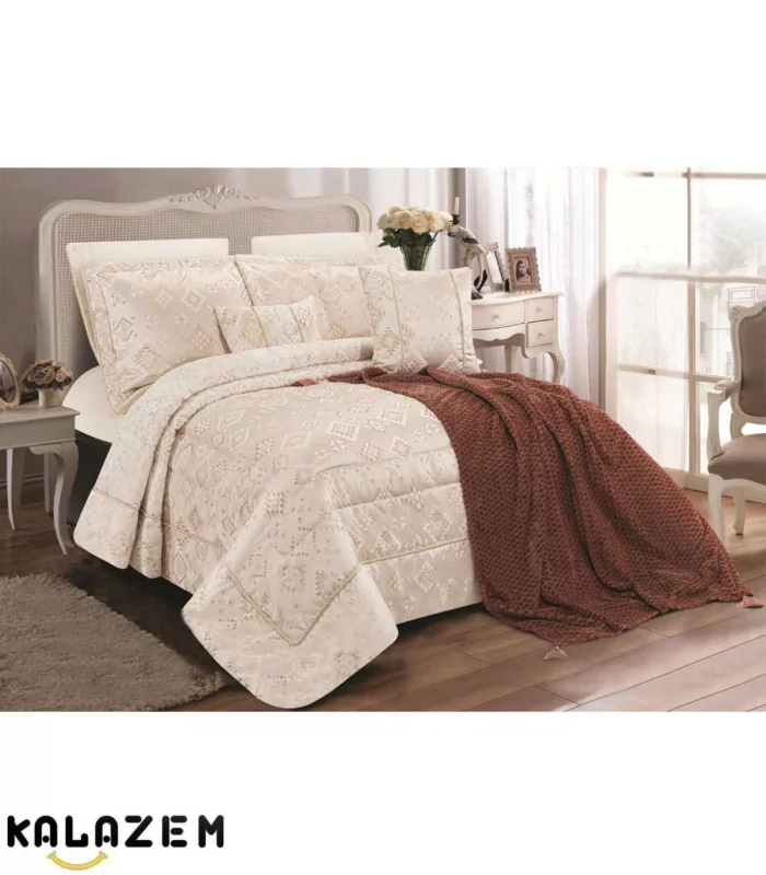 روتختی شیک عروس دونفره 8تکه کرمی برند لاویتا LaVita مدل چیچک CHICHAK-004