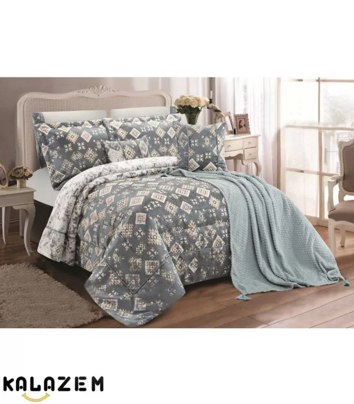 روتختی شیک عروس دونفره 8تکه رنگ مهتابی برند لاویتا LaVita مدل چیچک CHICHAK-006