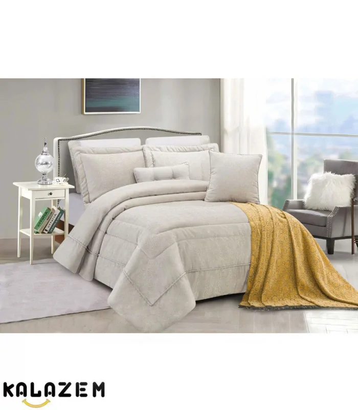 روتختی دونفره شیک 9تکه نخودی برند LaVita مدل میرایMIRAY-004