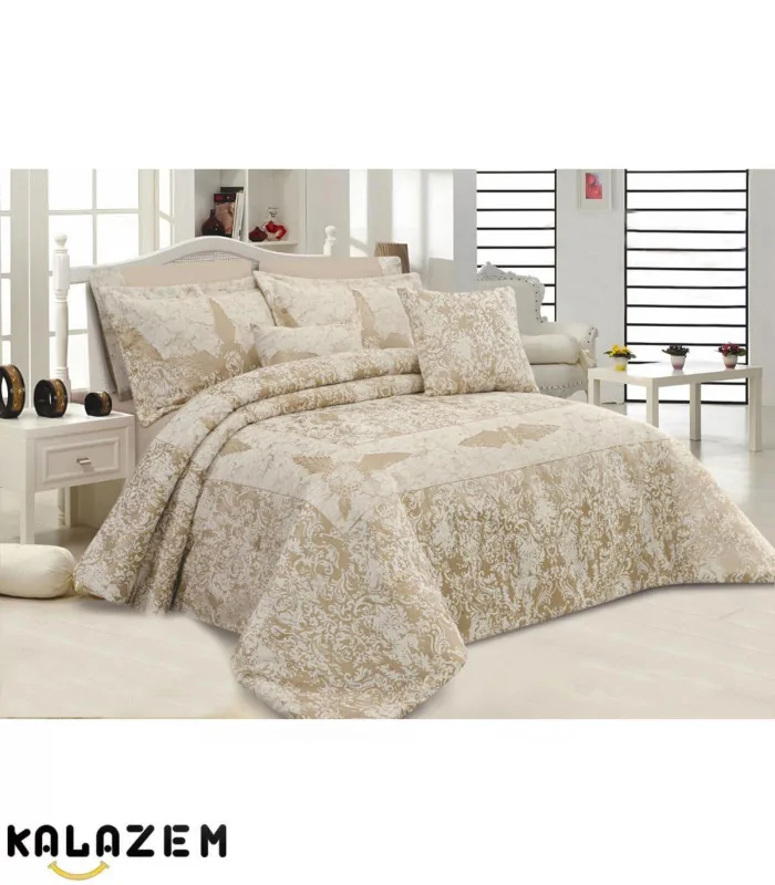 روتختی عروس دونفره 8تکه کرم قهوه ای اکوبلاهوم ECOBELLA HOME مدل نهیر NEHIR-003