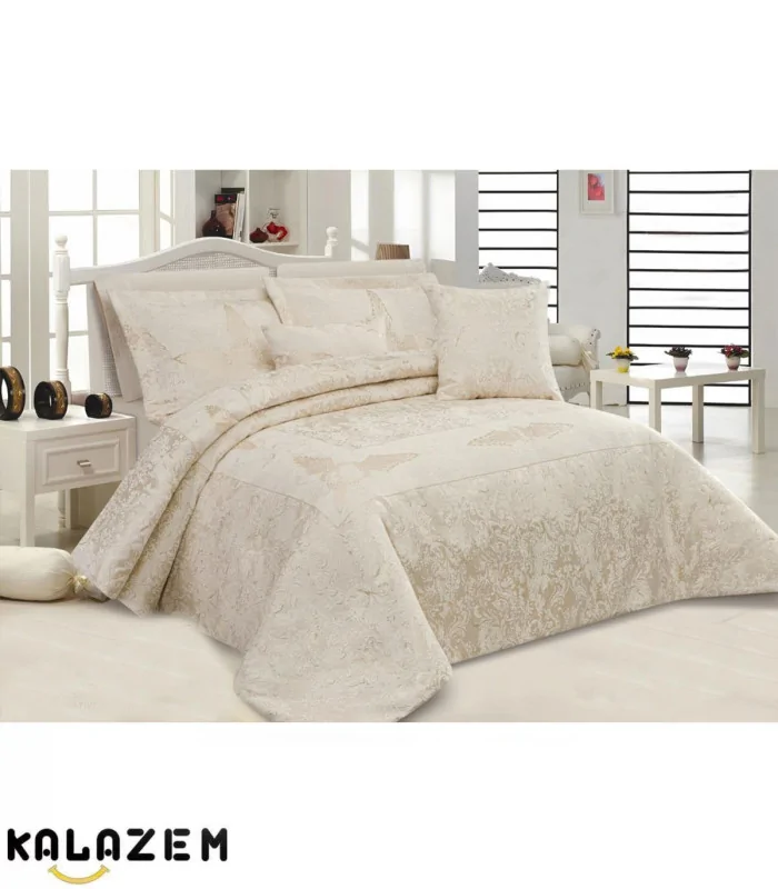 روتختی عروس دونفره 8تکه کرمی اکوبلاهوم ECOBELLA HOME مدل نهیر NEHIR-005