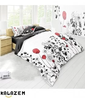 خرید روتختی مشکی و سفید ساده گلدار