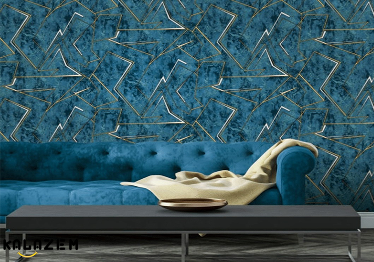 استفاده از کاغذ دیواری سه بعدی در اتاق نشیمن